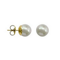 8 Mm White Pearl and Gold Stud Earrings